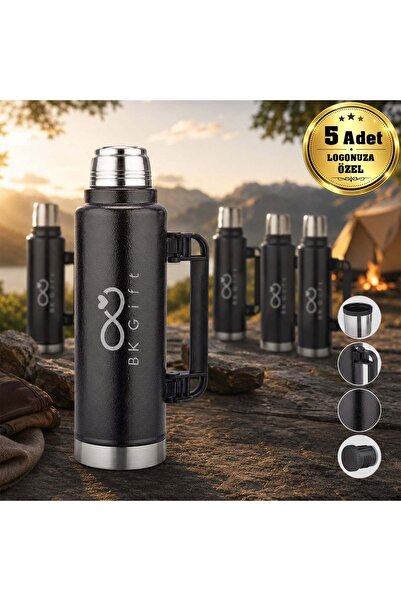 Bk Gift 5 Pieces of 5341 Steel Thermos with Your Logo, 1450 ml Large Size Cor...