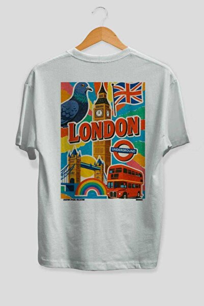 Ankhises Λονδίνο Αγγλία Λευκό Oversize Country City Μπλουζάκι Unisex με στάμπ...