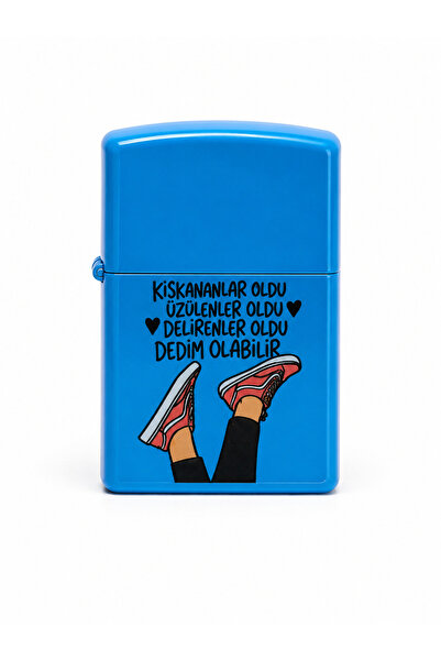 ONRSTORE Baskılı Benzinli Metal Çakmak – Klasik Kapaklı Doldurulabilir Çakmak