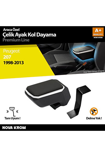 Nova Krom Peugeot 207 Kol Dayama Kolçak Çelik Ayaklı ABS Gri 2006-2014