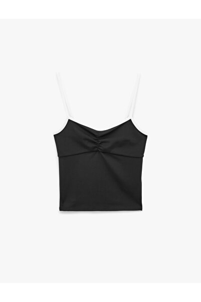 Koton Color Contrast Slim Fit Drawstring Thin Strap Sports Tank Top