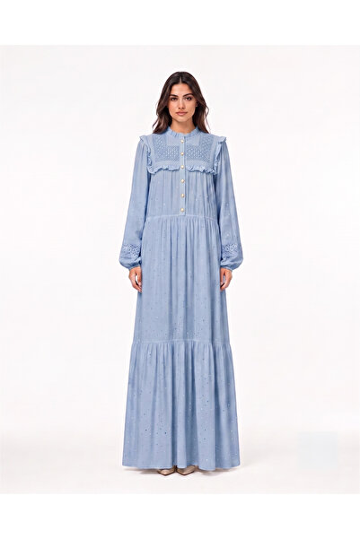 Marvella By Rasha Embellished Summer Dress with Embroidered Collar