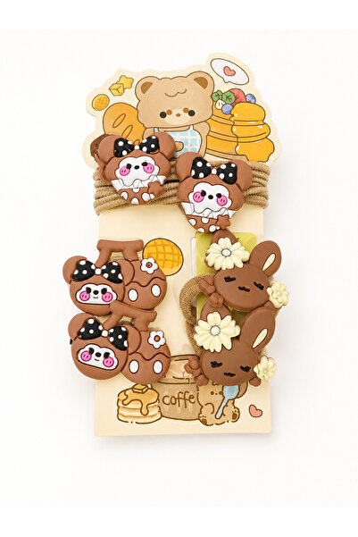 Renkli kids Korean Style Figured Brown 6-Piece Children's Pens and Rubber Ban...