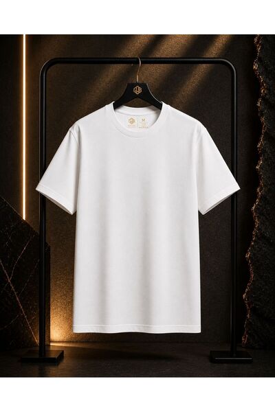 GOB Collection Unisex Beyaz Düz %100 Pamuk Oversize Bisiklet Yaka Kısa Kollu ...