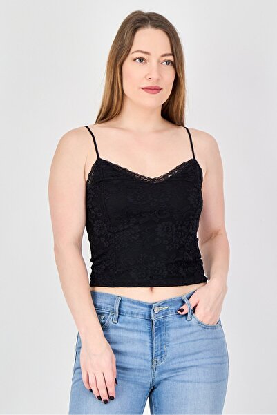 Don't Call Me Jennyfer Women V-Neck Textured Sleeveless Tank Top, Black