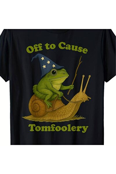 LİNA06 Men's Funny T-Shirt "Off to Commit Tomfoolery" Graphic Hat Snail Retro...