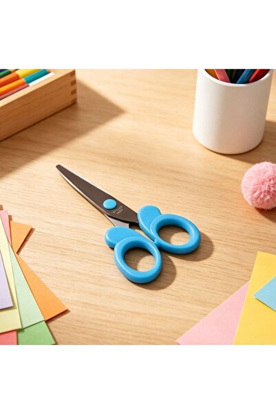 SUNJOY Blue School Scissors with Cute Butterfly Handles, Smooth Steel Blade, ...