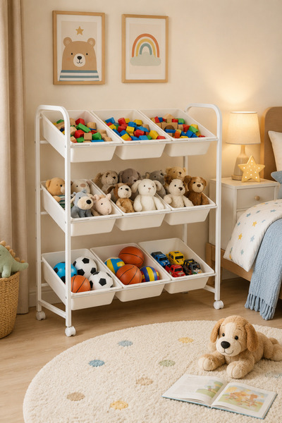 JIYUANG 3-Tier Kids Toy Storage Organizer with 9 Storage Bins, Large Capacity...