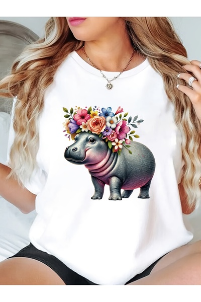 212Wear تي شيرت نسائي كاجوال برقبة دائرية وأكمام قصيرة للربيع/الصيف مع طباعة ...