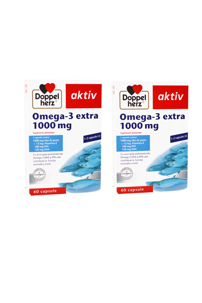 doppel herz Pachet Omega-3 Extra 1000mg Aktiv 60cps + 60cps