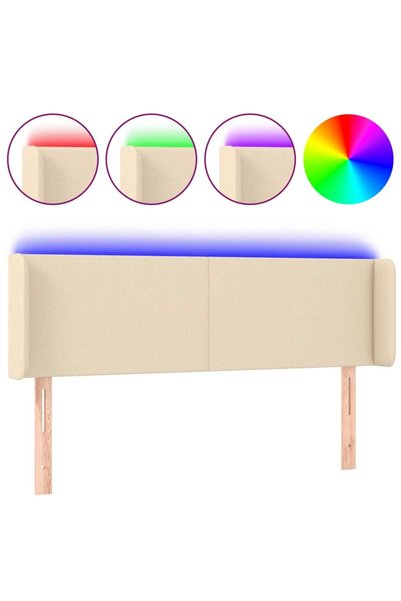 vidaxl Tăblie de pat cu LED, crem, 147x16x78/88 cm, textil