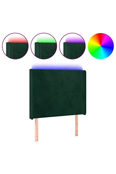 vidaxl Tăblie de pat cu LED, verde închis, 93x16x118/128cm, catifea