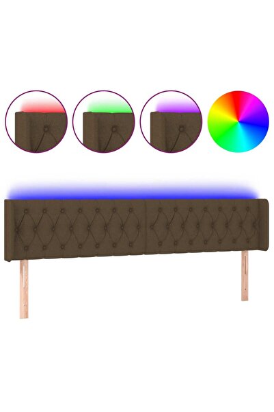 vidaxl Tăblie de pat cu LED, maro închis, 183x16x78/88 cm, textil