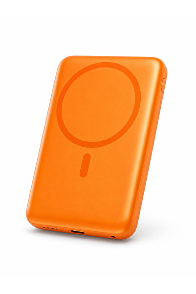QCY Magnetic Wireless Power Bank 10000mAh 22.5W - PBW10A - Fast Charging with Built-in Cable, USB-C Input/Output, Magnetic Wireless Charging, Orange