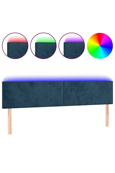 vidaxl Tăblie de pat cu LED, albastru închis, 160x5x78/88 cm, catifea