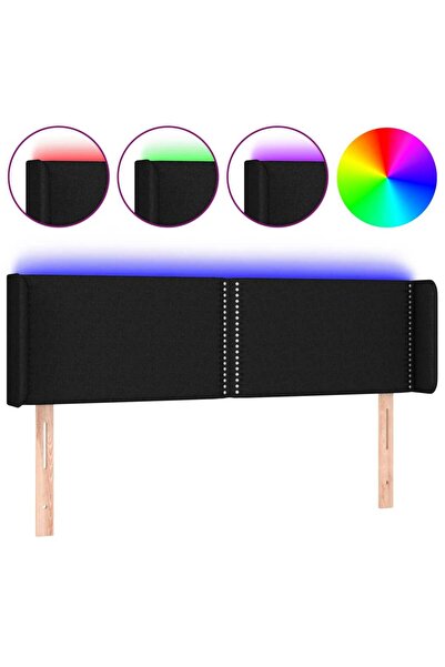 vidaxl Tăblie de pat cu LED, negru, 147x16x78/88 cm, textil