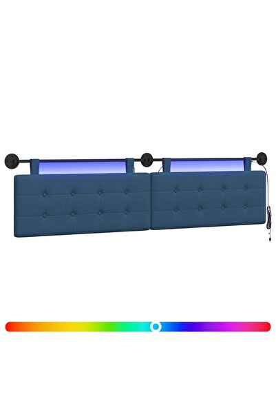 vidaxl Tăblie de pat suspendată Cu lumină LED albastru Țesătură