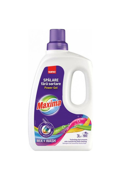 Sano Detergent Lichid pentru Rufe Colorate - Maxima Power Gel Mix& Wash, 3000 ml