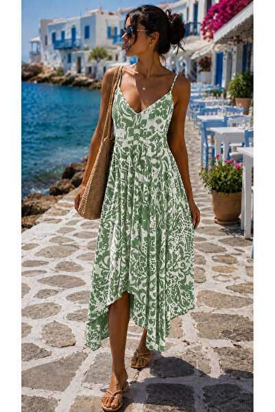 get crazy collection Patterned Asymmetrical Cut Regular Fit Midi Length Strap...