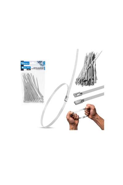 GEKO Set de cleme din oțel inoxidabil, 4,6 x 150 mm, 100 bucăți, G 17250