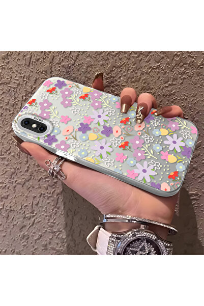 PATTERNOVA iPhone XS Max Uyumlu Tam baskılı küçük çiçek sert kılıf, basit tam...