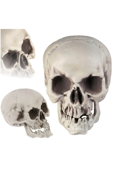 Korbi Decorațiune mare în formă de craniu gri de Halloween, 21 cm
