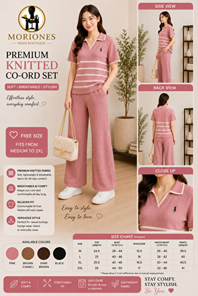 BKKOriginal MORIONES PREMIUM KNITTED COORD SET BLOUSE AND PANTS