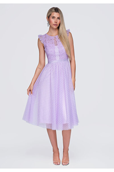 Larica Women's Midi Dress, Fitted Top, Flared Skirt LA-OM-DLR423