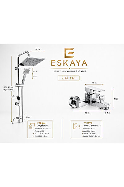 ESHOME 2 li Eskaya Tepe duş sistemi Banyo bataryası