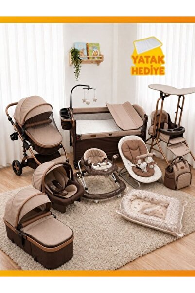 modabebekler Bebek Arabası 18 Parça Yenidoğan Çeyiz Seti Anne Yanı Beşik Mama...
