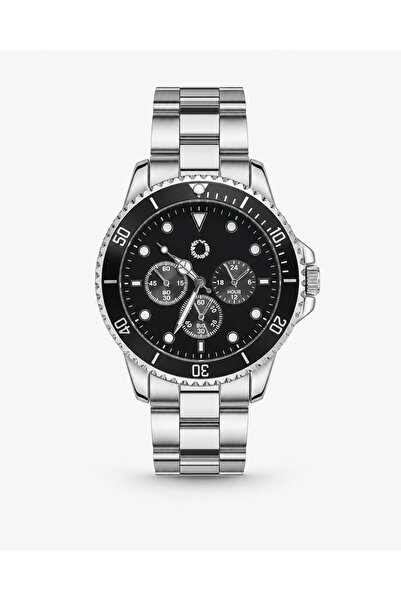 CüzCan Nova Black 42 mm Black Dial Steel Band Chronograph Look Men's Quartz W...