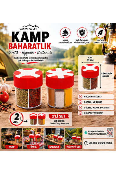 Rollino Camping Spice Rack Set 2-Piece with 4-6 Compartments