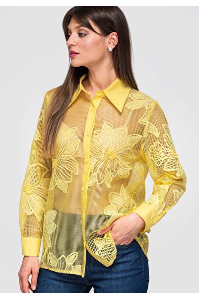 OMBRE Cămașă de damă, mânecă lungă, guler clasic OW-SH-E0048