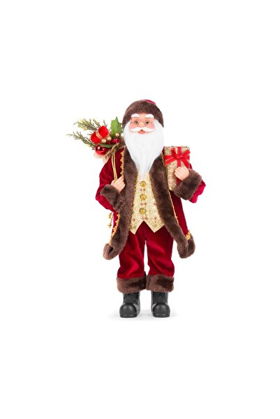 Strend Pro Decorațiune Moș Crăciun 46 cm cu cadou și decor din iută – MagicHome