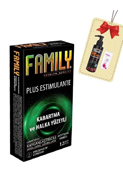 FAMİLY Plus Kabartmalı Tırtıklı 12'li Hassas Bölge İçin Prezervatif+150 ml Çi...