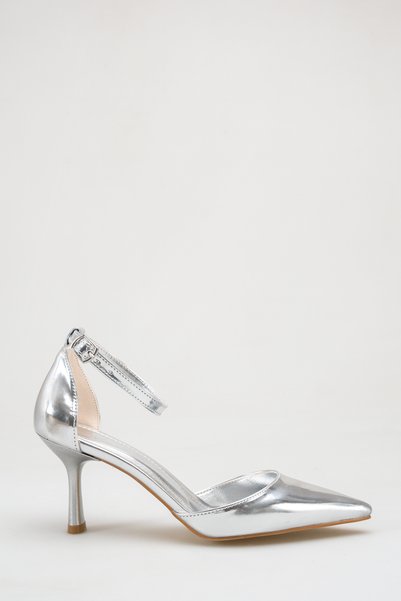 UBEYD AYAKKABI Women's Mirror Silver Pointed Toe Heeled Shoes