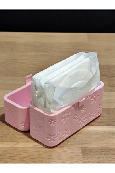 lucien vela Pink Sanitary Pad Carrying Box with Floral Pattern - Organizer an...