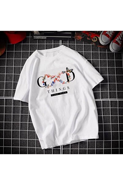 bellanova Unisex πολύχρωμο μπλουζάκι με στάμπα Oversize Streetwear Άνετη εφαρ...
