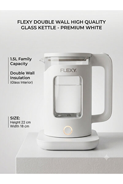 flexy Premium 1.5L Double Wall Glass Electric Kettle – 1360W Fast Boiling