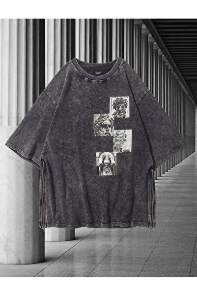 classy moda Unisex Colorful Oversize Printed T-Shirt Streetwear Comfortable F...