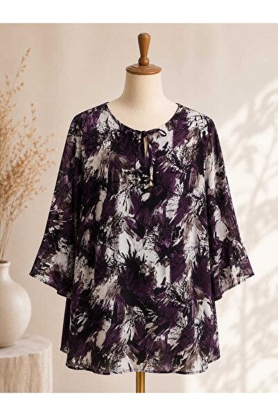 SARİ collection Women's High Quality Viscose Spanish Sleeve Tie Collar Blouse
