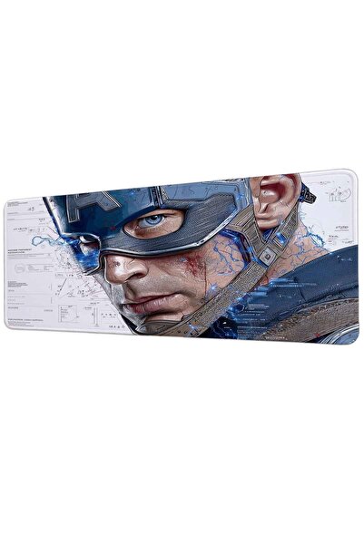 gxe.art لوحة ماوس للألعاب من Captain America Teknolojik Blueprint مقاس 40 × 9...