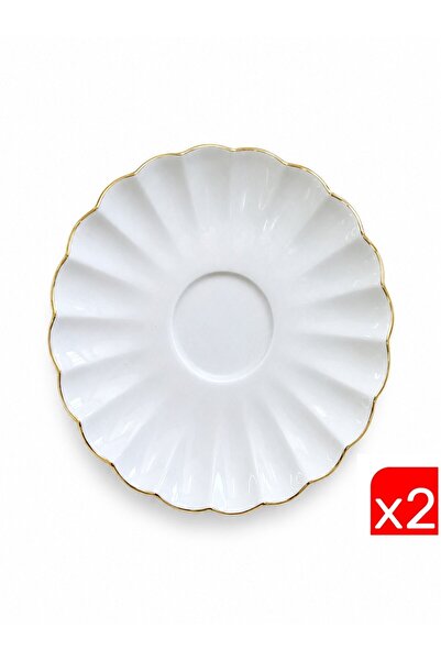 Kütahya Porselen Bone Luz Tea Plate 11.50cm Gold Gilded Set of 2