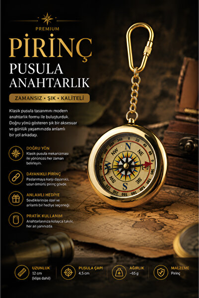 Wolawood Royal Explorer Pirinç Pusula Anahtarlık & Vintage Koleksiyon Serisi,...