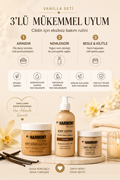 PROHARMONY Vanilla Ritual 3-Piece Body Care Set 750 ml |   Body Scrub + Body ...