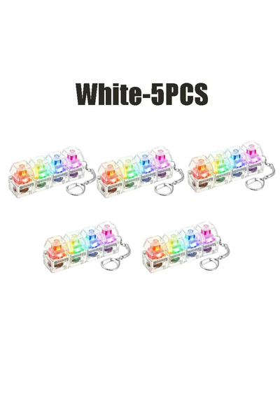 Choice6 White-5PCS LED Keyboard Keychain Fidget Toys 4 Keys Keyboard Keycaps ...