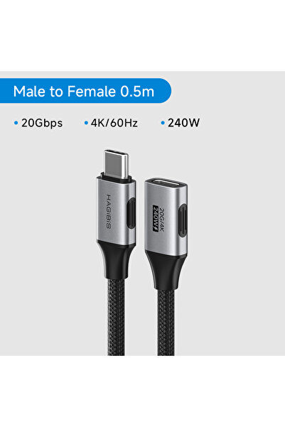 Choice كابل تمديد USB C من هاجيبيس بطول 0.5 متر، موصل ذكر إلى أنثى، سرعة نقل ...