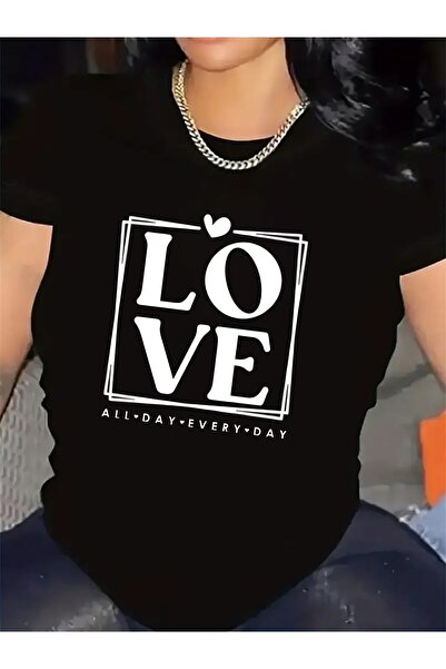 En22 تي شيرت نسائي بأكمام قصيرة |   تصميم Love All Every Day، قماش خفيف الوزن...