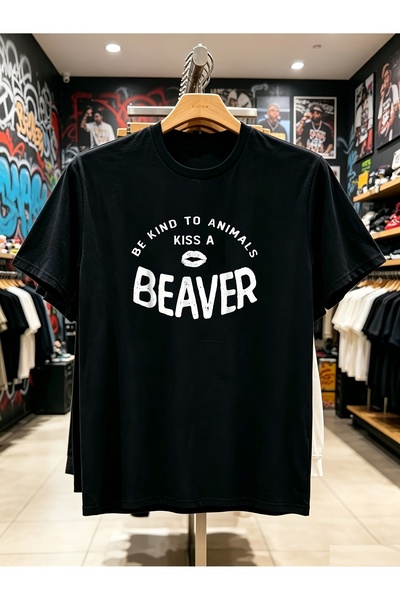 Ekim11 تي شيرت برسومات مضحكة من Funny Be Kind to Animals Kiss a Beaver للرجال...
