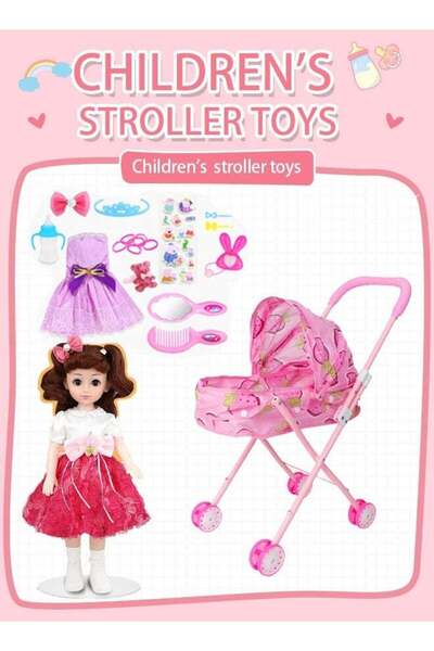Generic A portable, foldable stroller with an infant doll - suitable for todd...